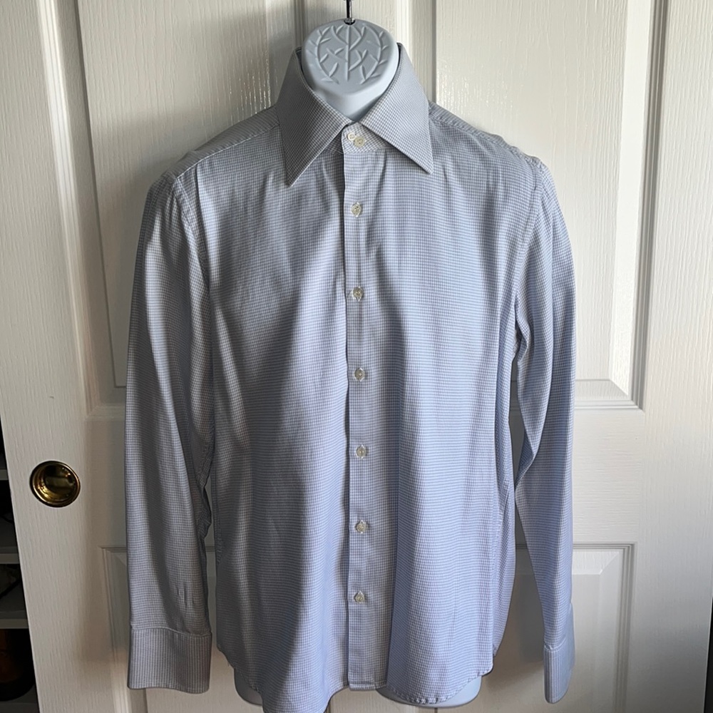 Sisley- Vintage Button Down Dress Shirt with Barrell Cuff 16.5/34 MADE in Italy